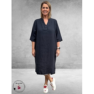 No.1 By OX Tuniek-Jurk Linnen Dark Navy Blue